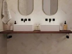 Suporte Suspenso Em Teca Escura Com Esquadros De Fixacao Pretos De 120 X 50 Cm - Sukawati