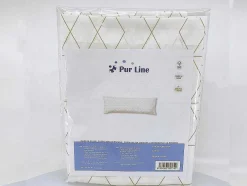 Taie D'Oreiller 100% Coton 1 Piece Blanc A Rayures Vertes 45X125