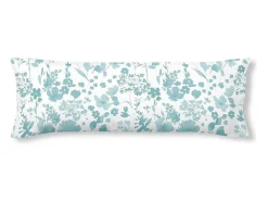 Taie D'Oreiller 100% Coton 1 Piece Blanc A Fleurs Bleues 45X110