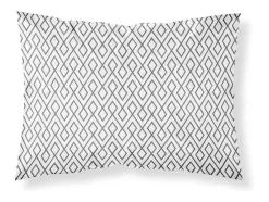 Taie D'Oreiller 100% Coton 1 Piece Motif Geometrique Gris 80X80
