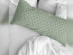 Taie D'Oreiller 100% Coton 1 Piece Vert Et Motifs Pois 45X110