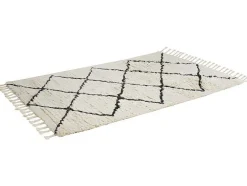 Tapete As Riscas 100% La - 120X170 Cm Bege E Preto Marcus