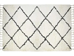 Tapete As Riscas 100% La - 160X230 Cm Bege E Preto Marcus