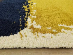Tapete Camden - Poliester - 160 X 230 Cm - Mostarda, Azul-Marinho, Cinza