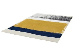 Tapete Camden - Poliester - 120 X 170 Cm - Mostarda, Azul-Marinho, Cinza