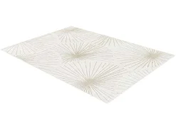 Tapete Com Motivos Acabamento Lurex Dourado De 120X170 Cm Cor Bege - Livno