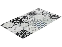 Tapete De Cozinha Em Vinil Efeito Mosaico Hidraulico Mosai - 49,5X83 Cm - Preto E Branco
