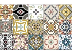 Tapete De Cozinha Em Vinil Efeito Mosaico Hidraulico Rica - 49,5X83 Cm - Multicolor