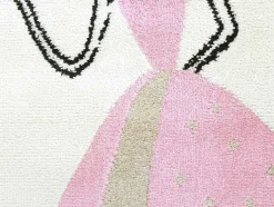 Tapete De Criança Motivo Fada Com Acabamento Fio Lurex Dourado De 120 X 170 Cm Cor Cru E Cor-De-Rosa - Ariel