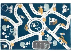 Tapete De Criança 100 X 150 Cm Em Polipropileno Azul, Bege E Amarelo - Roady