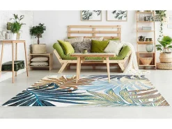 Tapete De Interior Ou De Exterior Etnico Motivos Folhas 150 X 200 Cm Verde - Vegeto