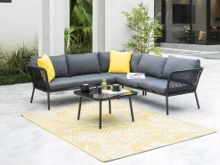 Tapete De Interior Ou De Exterior Motivos Folhas 150 X 200 Cm Amarelo - Curitiba