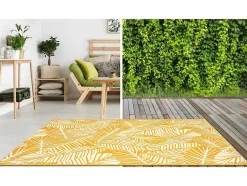 Tapete De Interior Ou De Exterior Motivos Folhas 150 X 200 Cm Amarelo - Curitiba