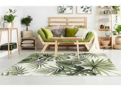 Tapete De Interior Ou Exterior Etnico Motivos Folhas De 200 X 290 Cm Cor Verde - Palmo
