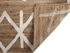 Tapete Em Juta E Algodao Tecido A Mão De 160 X 230 Cm Cor Natural E Branco - Garland