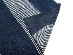 Tapete Em Juta Tecida A Mão De 160 X 230 Cm Cor Azul-Marinho E Branco - Kochi