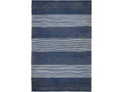 Tapete Em Juta Tecida A Mão De 200 X 290 Cm Cor Azul-Marinho E Branco - Kochi