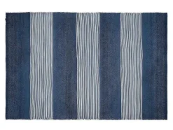 Tapete Em Juta Tecida A Mão De 200 X 290 Cm Cor Azul-Marinho E Branco - Kochi