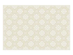 Tapete Em Vinil Efeito Azulejo 120X180 Cm Bege E Branco - Majesti