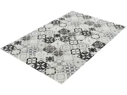 Tapete Em Vinil Efeito Mosaico Hidraulico Mosai - 120X180 Cm - Preto E Branco
