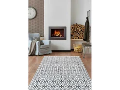 Tapete Em Vinil Efeito Mosaico Hidraulico Terquise - 120X180 Cm - Azul E Branco