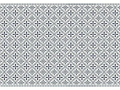 Tapete Em Vinil Efeito Mosaico Hidraulico Terquise - 120X180 Cm - Azul E Branco
