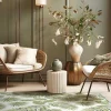 Tapete Em Vinil Motivo Tropical 120X180 Cm Verde E Branco - Tropicala