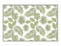 Tapete Em Vinil Motivo Tropical 120X180 Cm Verde E Branco - Tropicala