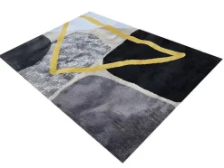 Tapete Estilo Contemporaneo De 160 X 230 Cm Cor Cinza, Preto E Dourado - Picadilly