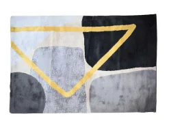 Tapete Estilo Contemporaneo De 160 X 230 Cm Cor Cinza, Preto E Dourado - Picadilly