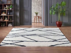 Tapete Felpudo Berbere Assimetrico 160 X 230 Cm Branco E Preto - Bardio
