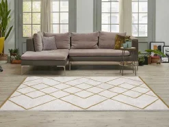 Tapete Felpudo Berbere 160 X 230 Cm Branco E Dourado - Prysmi