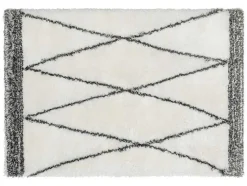 Tapete Felpudo 200 X 290 Cm Em Poliester Bege E Cinza Estilo Berbere - Hania