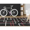 Tapete Geometrico 140 X 200 Cm Em Polipropileno Preto, Branco E Vermelho - Cubio
