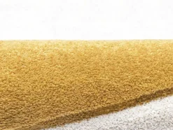 Tapete Redondo Sol Com Relevos D200 Cm, Amarelo Mostarda E Branco - Luminio