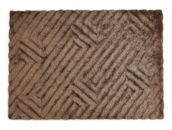 Tapete Shaggy De Pelo Comprido Com Relevo 160X230 Cm Castanho - Maze