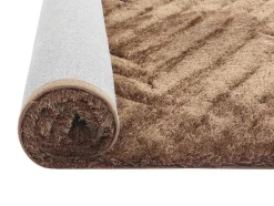 Tapete Shaggy De Pelo Comprido Com Relevo 160X230 Cm Castanho - Maze