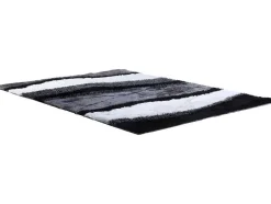 Tapete Shaggy Ecume - Poliester Tufado A Mão - Preto E Branco - 200*290 Cm