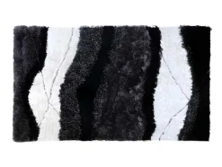 Tapete Shaggy Ecume - Poliester Tufado A Mão - Preto E Branco - 200*290 Cm