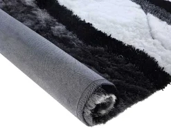 Tapete Shaggy Ecume - Poliester Tufado A Mão - Preto E Branco - 200*290 Cm
