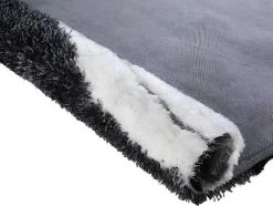 Tapete Shaggy Ecume - Poliester Tufado A Mão - Preto E Branco - 200*290 Cm