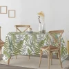 Toalha De Mesa Resistente As Manchas 100% Algodao Motivos Vegetais Em Tons De Verde