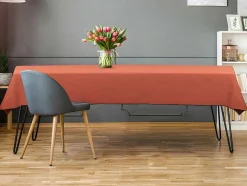 Toalha Em Algodao E Linha Com Borda Preta 170 X 170 Cm Terracota - Borina