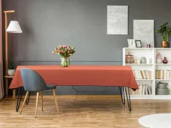 Toalha Em Algodao E Linha Com Borda Preta 170 X 170 Cm Terracota - Borina