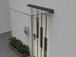 Toldo De Porta Em Aluminio 140X90 Cm Liso Com Leds - Luxama