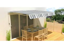 Toldo Retratil Manual Paleas 3,95 X 2,5 M - Cinza E Branco