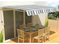 Toldo Retratil Manual Paleas 3,95 X 2,5 M - Cinza E Branco