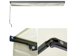 Toldo Saule De 2,95 2,5M Com Semi-Canopia - Tecido Bege E Estrutura Cinzenta