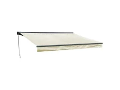Toldo Saule 3,95 3M Com Semi-Canopia - Tecido Bege E Estrutura Cinzenta