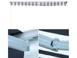 Toldo Saule 3,5 3M Com Semi-Canopy - Tecido Branco/Cinzento Riscado E Estrutura Branca